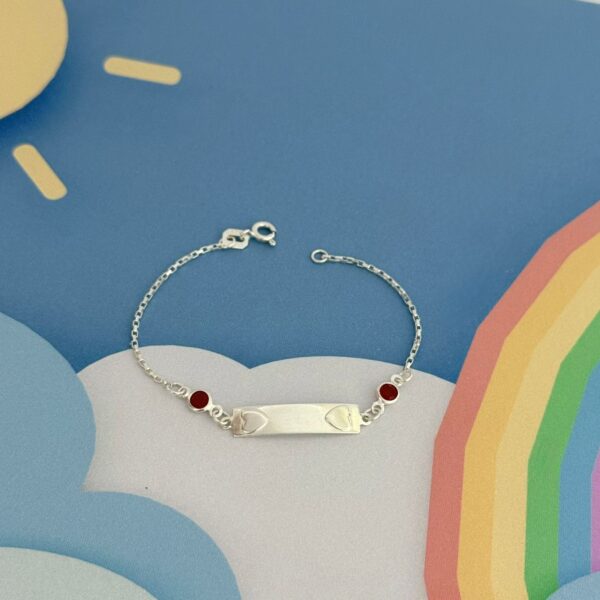 PULSEIRA PLAQUINHA ZIRCÔNIA RUBI - PRATA 925