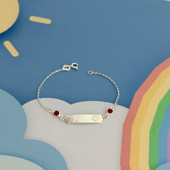 PULSEIRA PLAQUINHA ZIRCÔNIA RUBI - PRATA 925