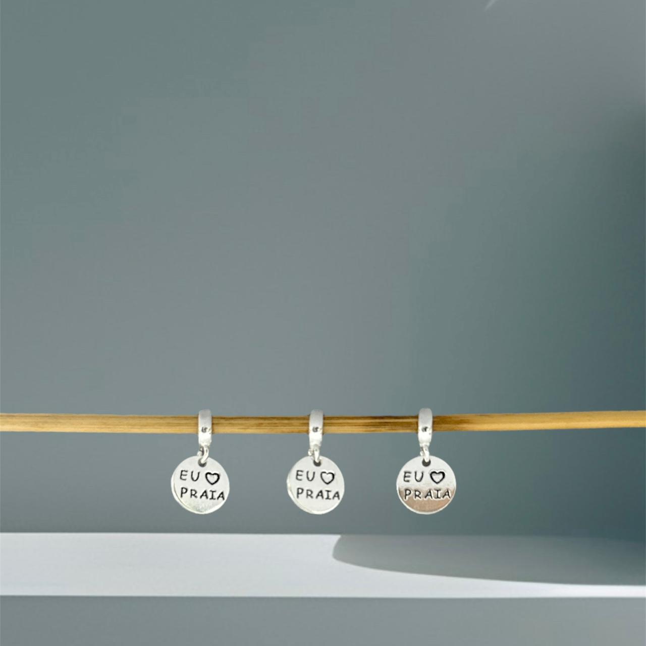 BERLOQUE EU AMO PRAIA / CORTE A LASER - PRATA 925