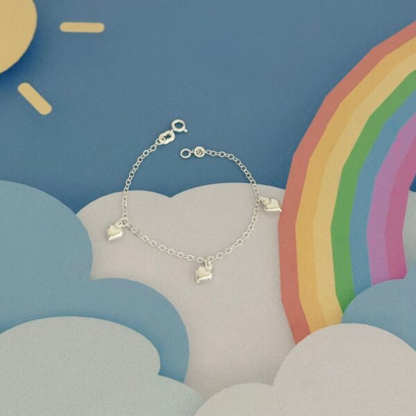 PULSEIRA INFANTIL CORAÇÕES - PRATA 925