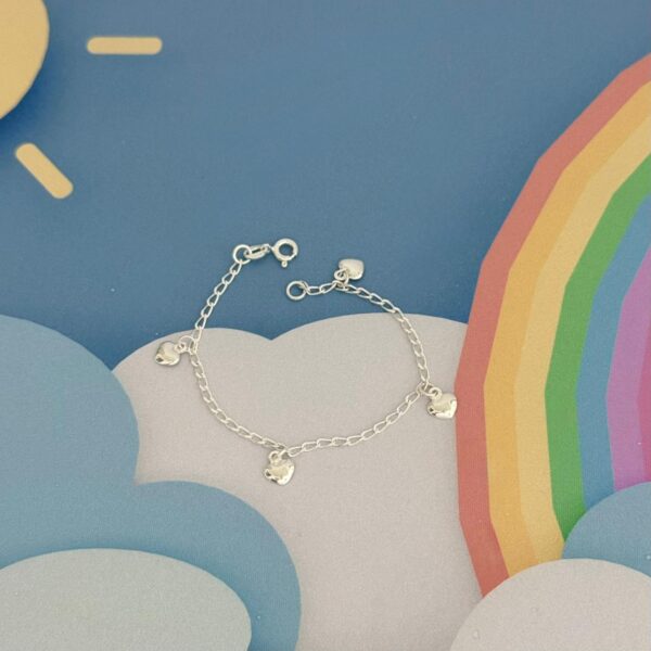 PULSEIRA INFANTIL CORAÇÕES - PRATA 925