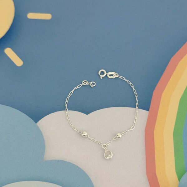 PULSEIRA INFANTIL BOLINHAS E ZIRCÔNIA - PRATA 925