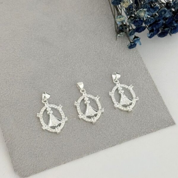 PINGENTE NOSSA SENHORA CRAVEJADO - PRATA 925