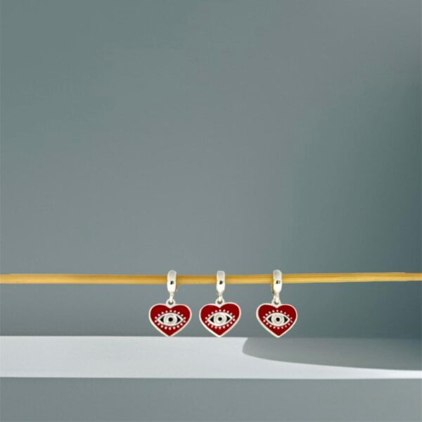 BERLOQUE CORAÇÃO COM OLHO GREGO / CORTE A LASER - PRATA 925