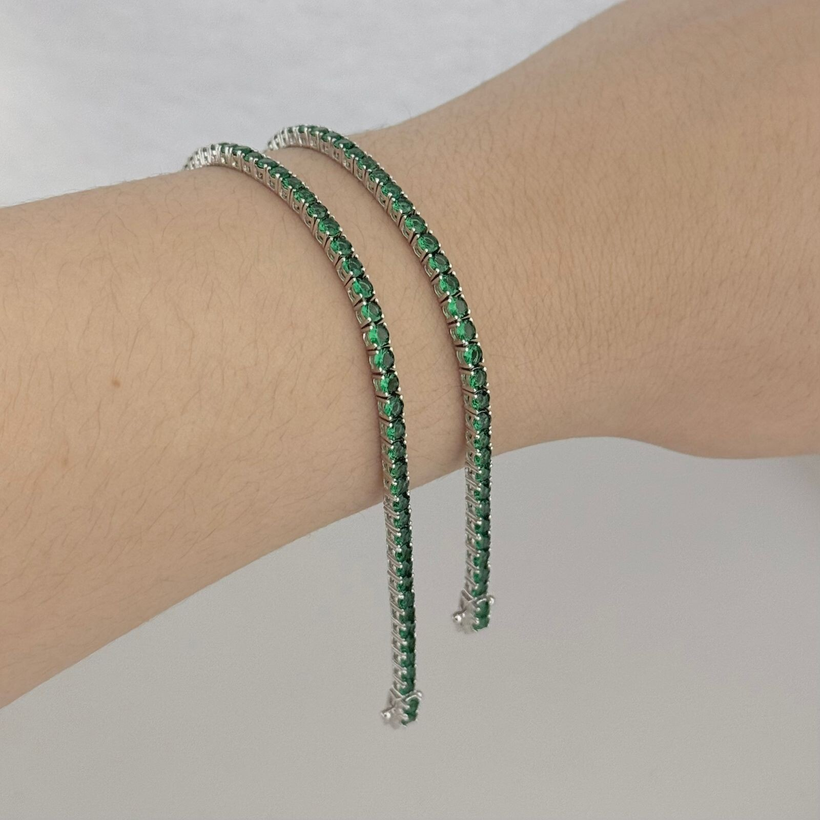 PULSEIRA RIVIERA / VERDE ESMERALDA - PRATA 925