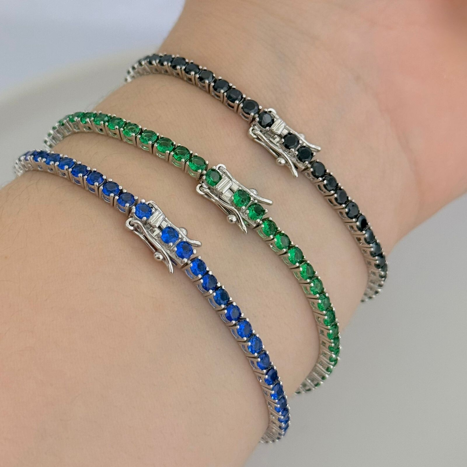 PULSEIRA RIVIERA / VERDE ESMERALDA - PRATA 925 - Imagem 2