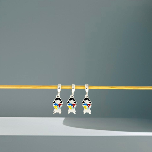 BERLOQUE MENINA SÍMBOLO DO AUTISMO / CORTE A LASER - PRATA 925