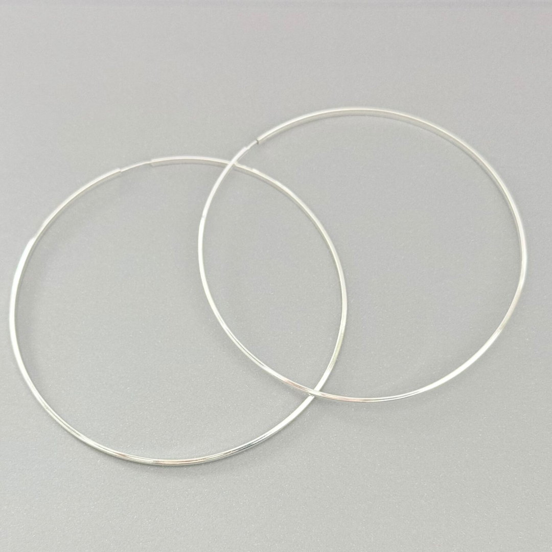 ARGOLA REDONDA / FIO MEIA CANA DIAMANTADO - PRATA 925