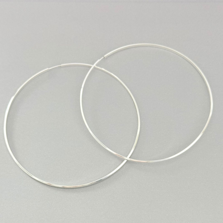 ARGOLA REDONDA / FIO MEIA CANA DIAMANTADO - PRATA 925