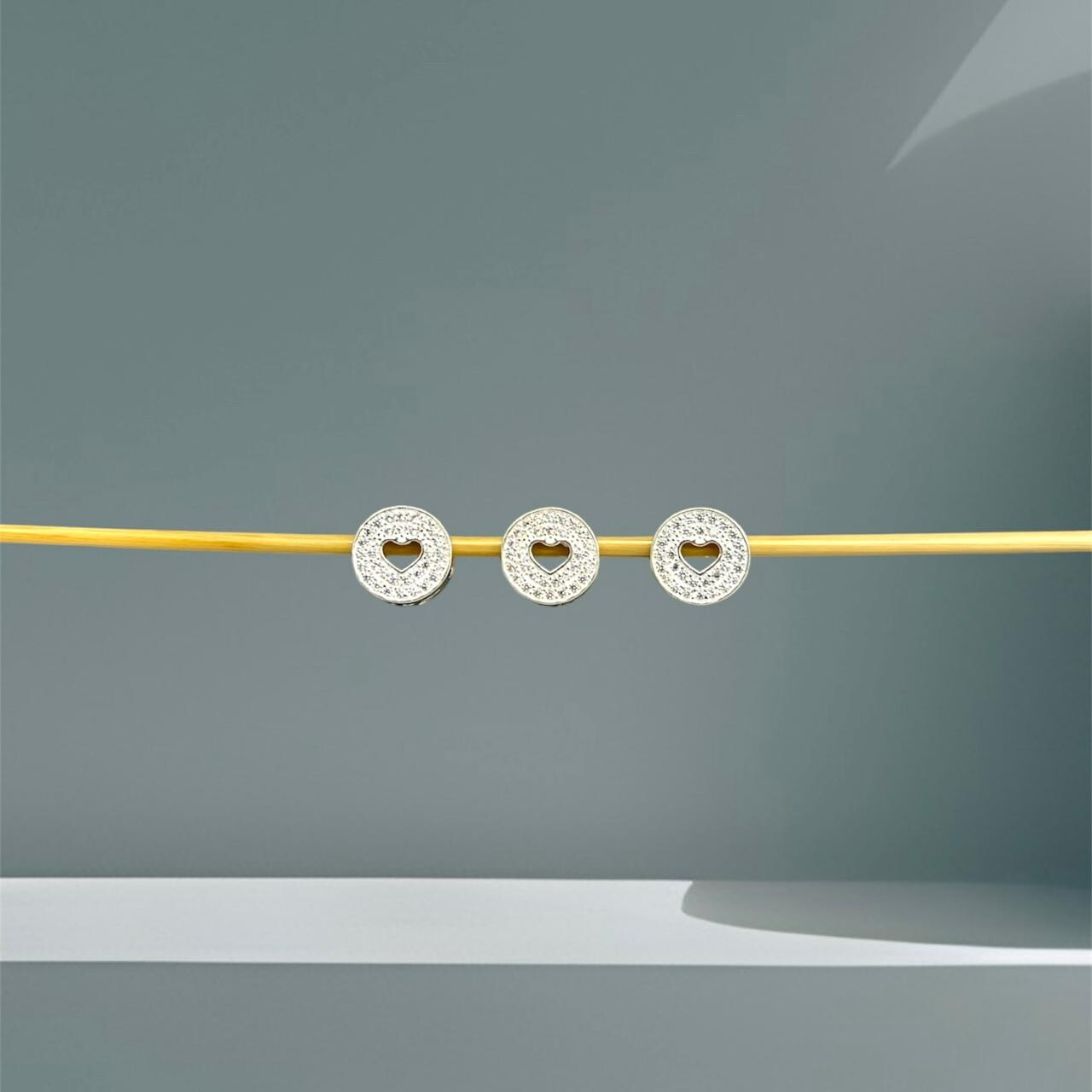 BERLOQUE CORAÇÃO CRAVEJADO - PRATA 925