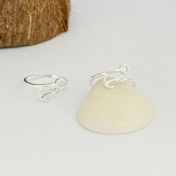 ANEL ÂNCORA COM ZIRCÔNIA - PRATA 925 - 18