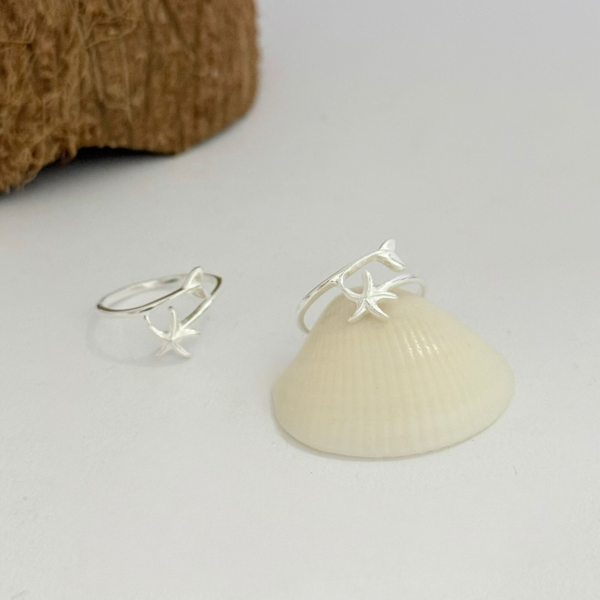 ANEL RABO DE BALEIA / ESTRELA DO MAR - PRATA 925 - 18