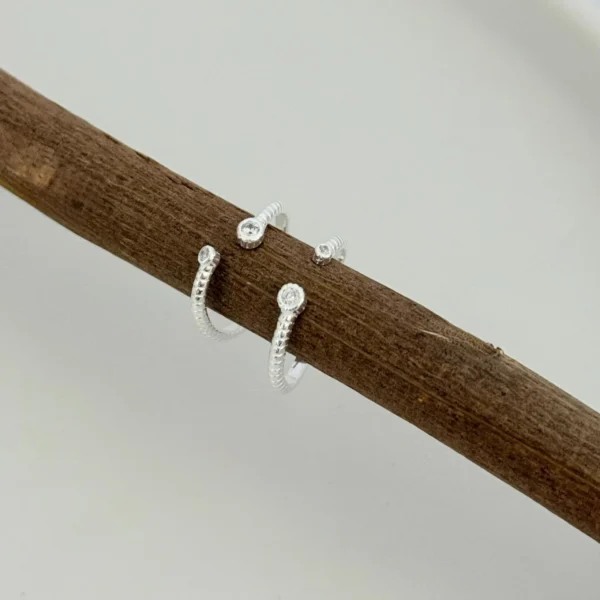 ANEL  REGULÁVEL FALANGE ZIRCÔNIAS - PRATA 925 - 10