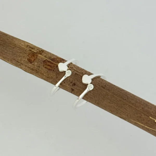 ANEL REGULÁVEL CORAÇÃO COM ZIRCÔNIA - PRATA 925