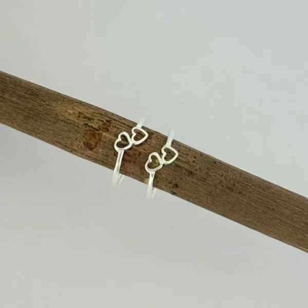 ANEL DOIS CORAÇÕES - PRATA 925