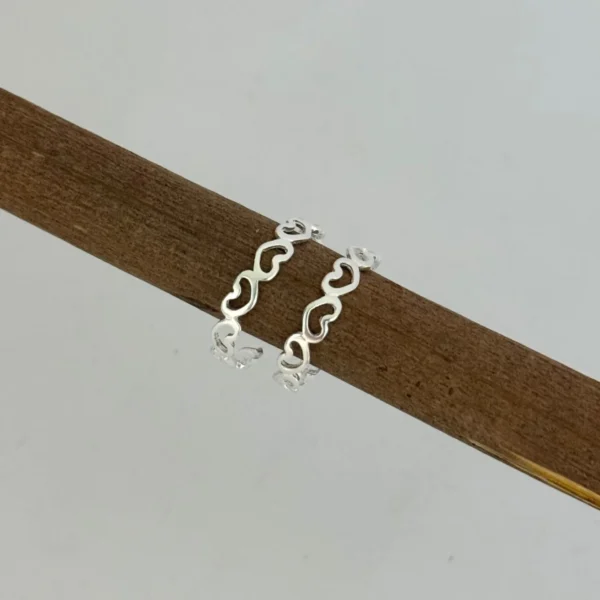 ANEL FALANGE REGULÁVEL CORAÇÕES - PRATA 925 - 12