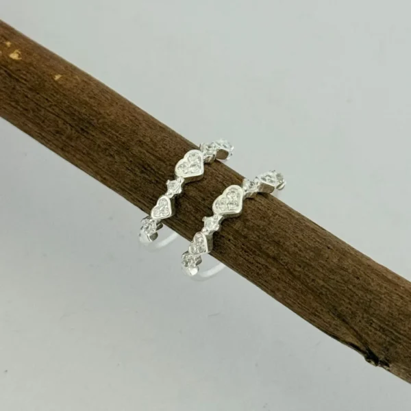 ANEL CORAÇÕES COM ZIRCÔNIAS - PRATA 925 - 15