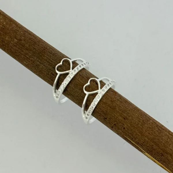 ANEL CORAÇÃO ARO DUPLO - PRATA 925