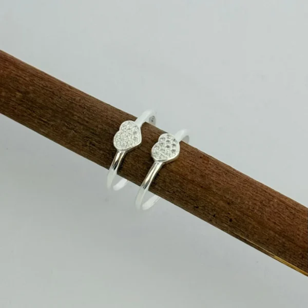 ANEL CORAÇÃO CRAVEJADO - PRATA 925