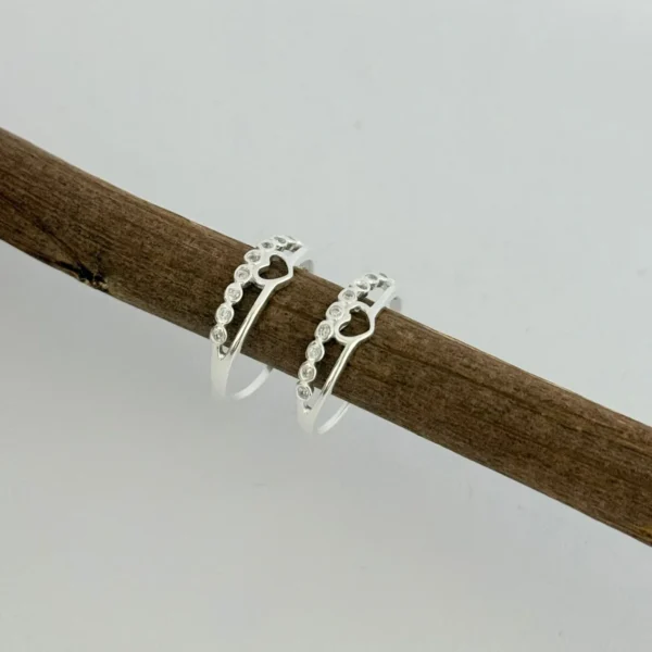 ANEL CORAÇÃO ARO DUPLO - PRATA 925