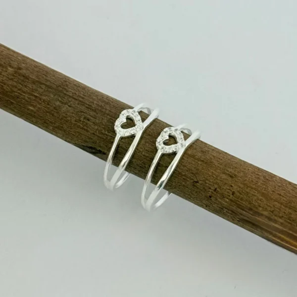 ANEL CORAÇÃO CRAVEJADO - PRATA 925