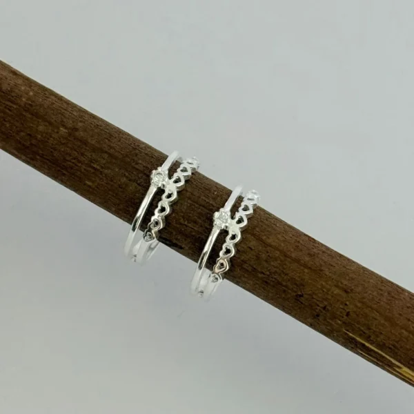 ANEL ZIRCÔNIA ARO CORAÇÕES - PRATA 925