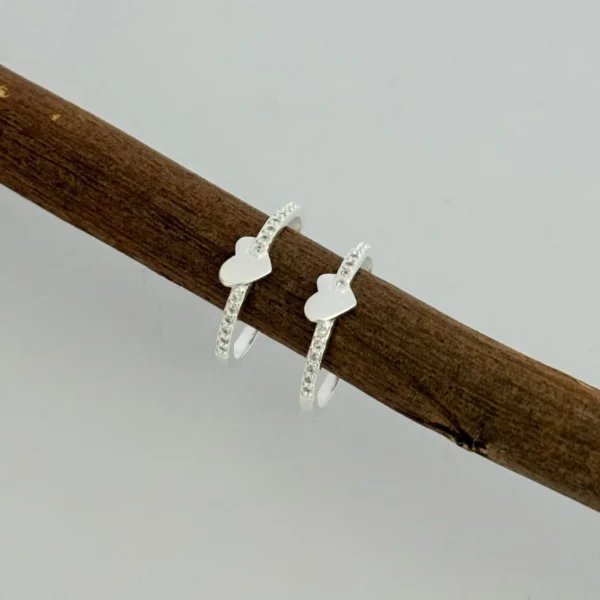 ANEL CORAÇÃO COM ZIRCÔNIAS - PRATA 925