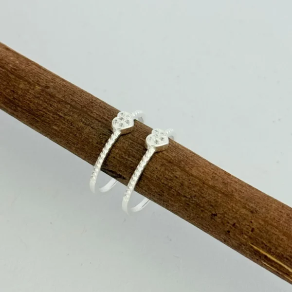 ANEL CORAÇÃO CRAVEJADO - PRATA 925