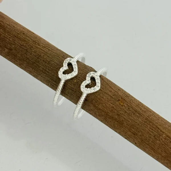 ANEL CORAÇÃO CRAVEJADO - PRATA 925