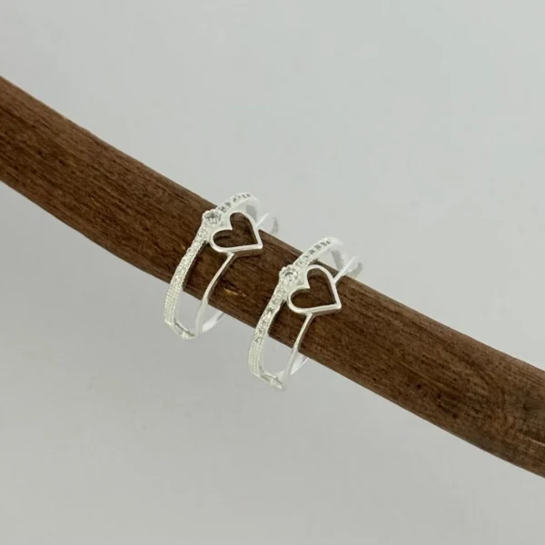 ANEL CORAÇÃO ARO DUPLO - PRATA 925