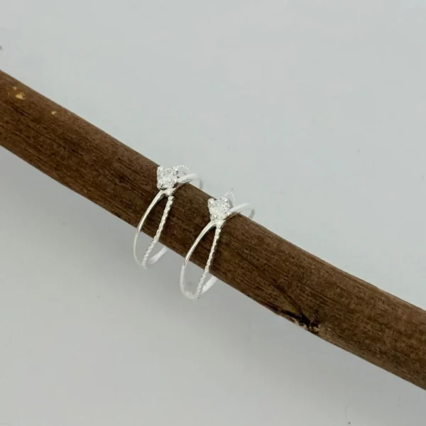 ANEL SOLITÁRIO ARO DUPLO - PRATA 925