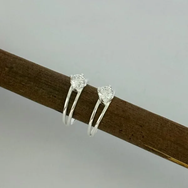 ANEL SOLITÁRIO ARO DUPLO - PRATA 925