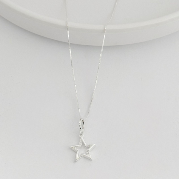 COLAR ESTRELA COM ZIRCÔNIA - PRATA 925