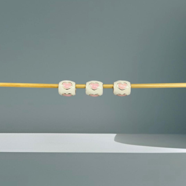 BERLOQUE SEPARADOR CORAÇÕES ROSA - PRATA 925