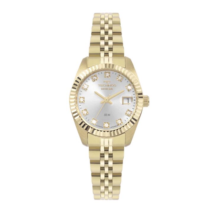 2015CEL1K_1 Relógio Technos Feminino Riviera Dourado