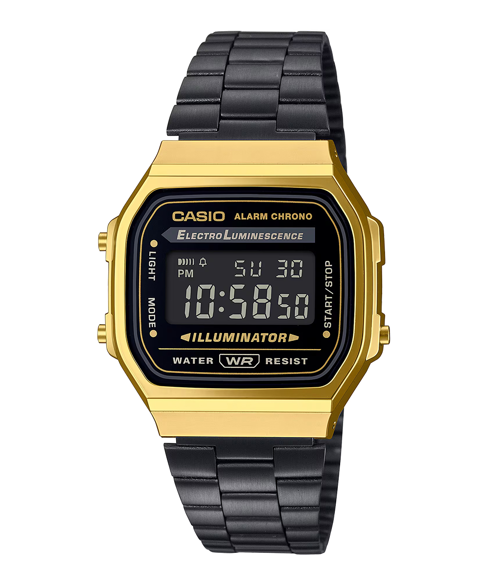 A168WEGB-1B_1 Relógio Casio Vintage Digital Preto Unissex