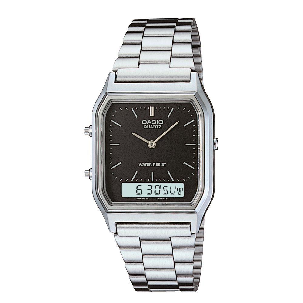 AQ-230A-1D Relógio Casio Vintage Analógico e Digital Prata Unissex