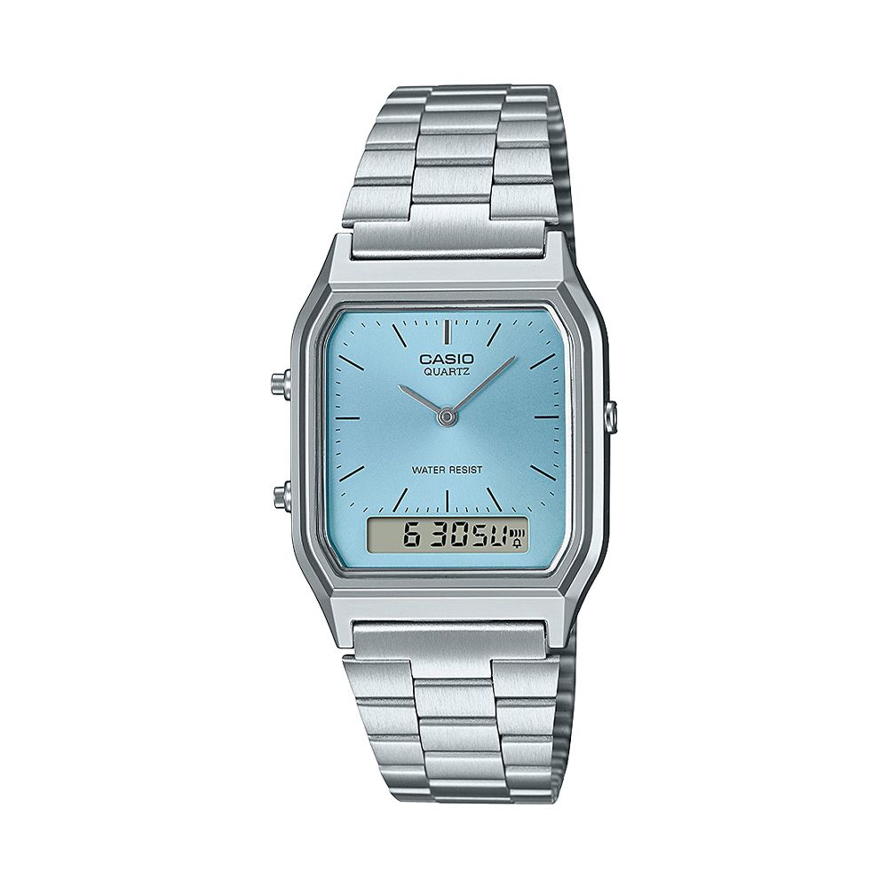 AQ-230A-2A1MQY Relógio Casio Vintage Analógico e Digital Prata Unissex