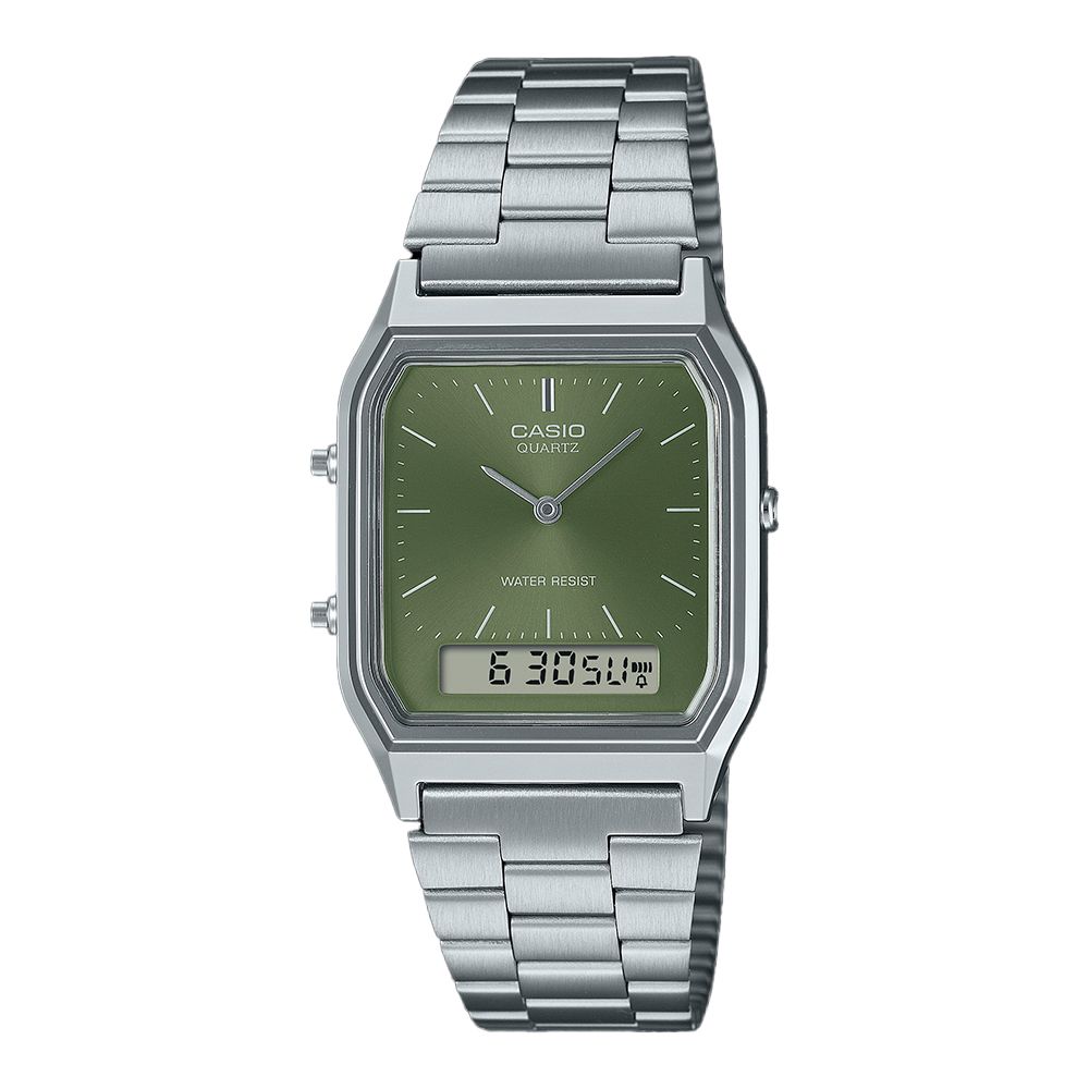 AQ-230A-3AMQY_1 Relógio Casio Vintage Analógico e Digital Prata Unissex