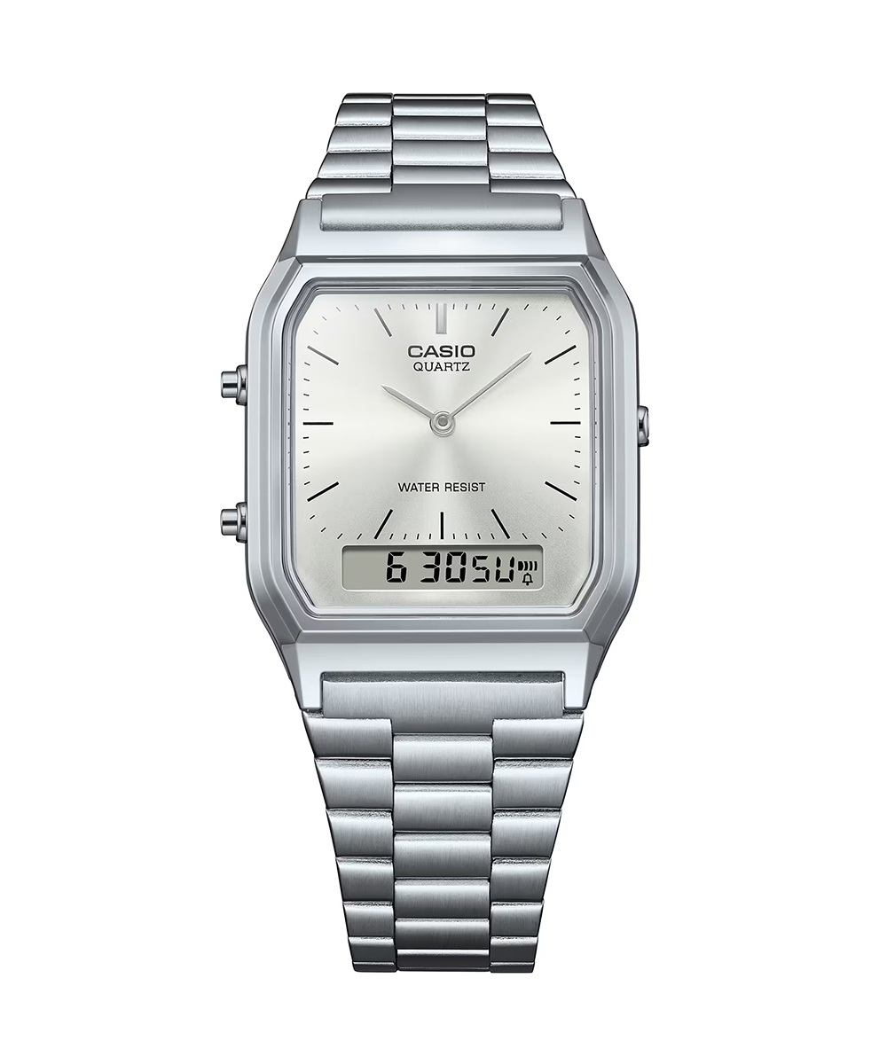 Relógio Casio Vintage Analógico e Digital Prata Unissex