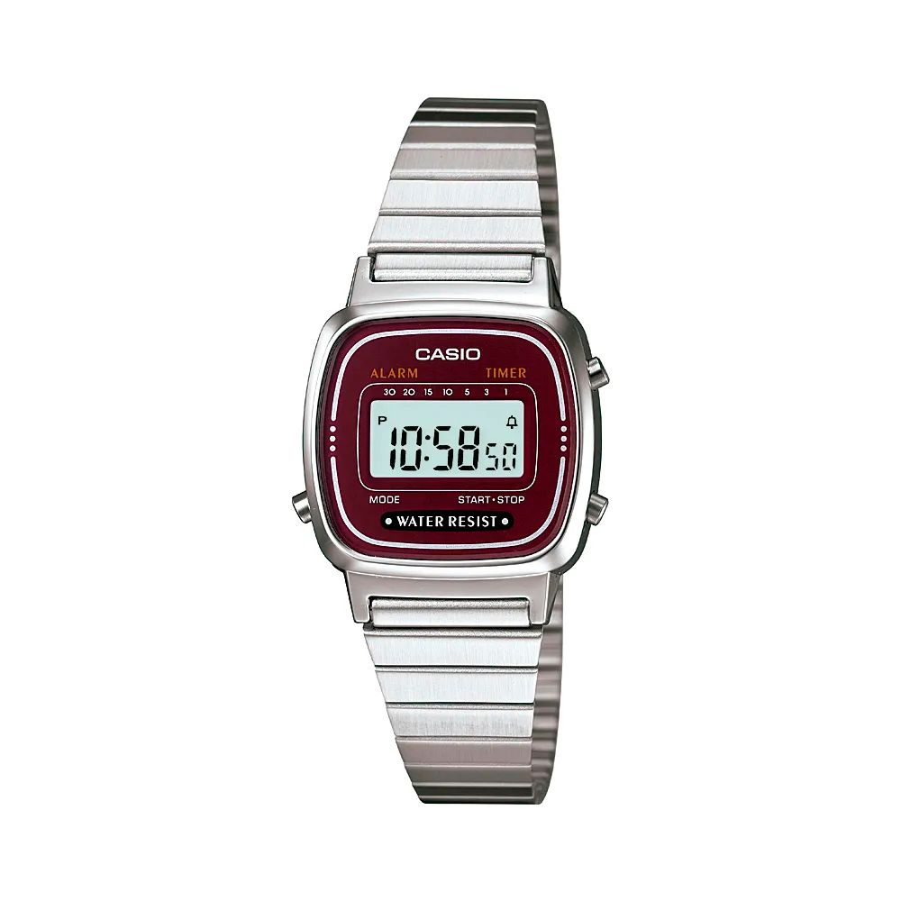 LA670WA-4DF Relógio Casio Vintage Digital Prata Feminino
