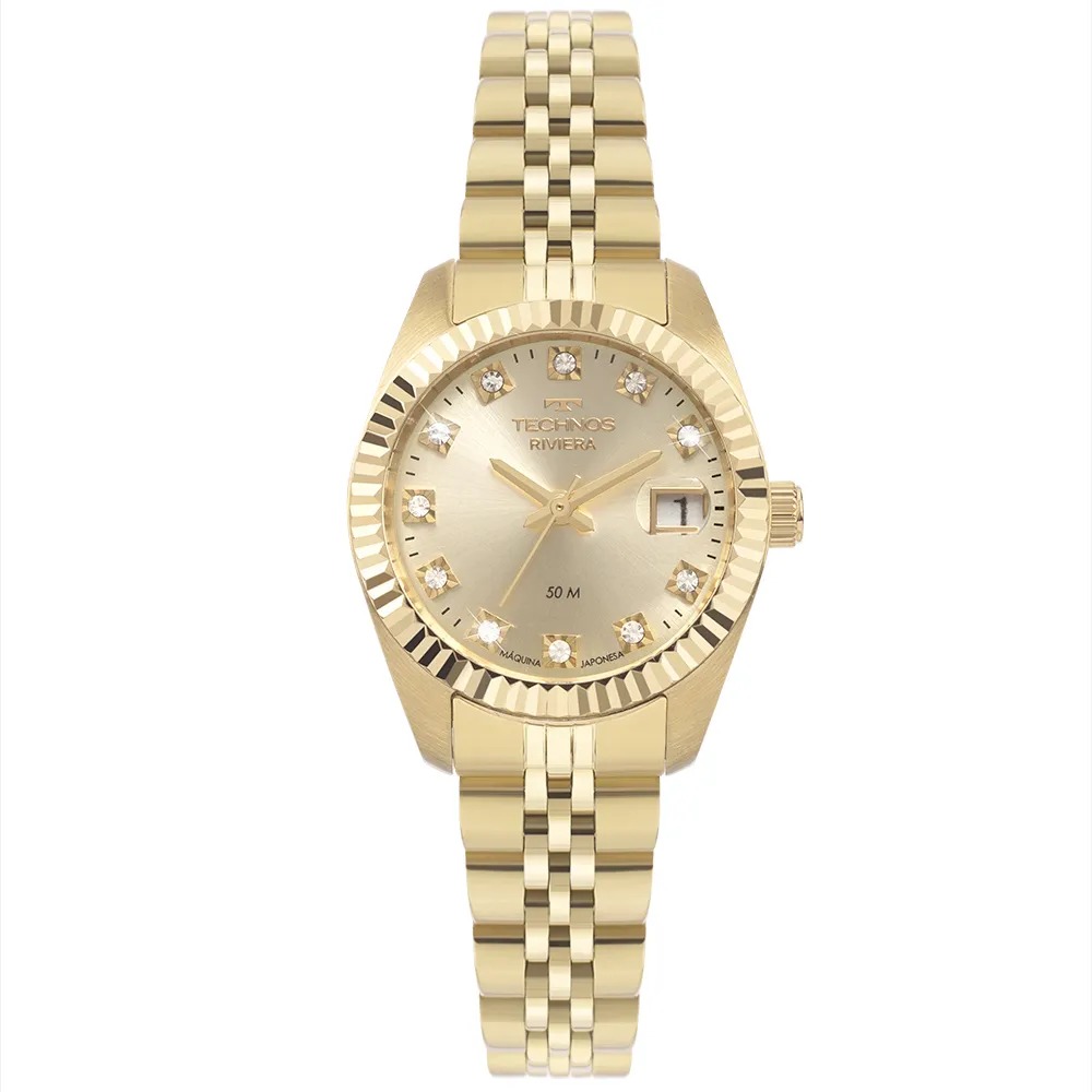 2015CEL/1X Relógio Technos Feminino Riviera Dourado