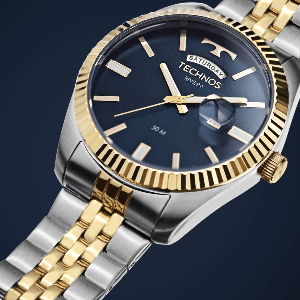 Relógio Technos Masculino Riviera Dourado