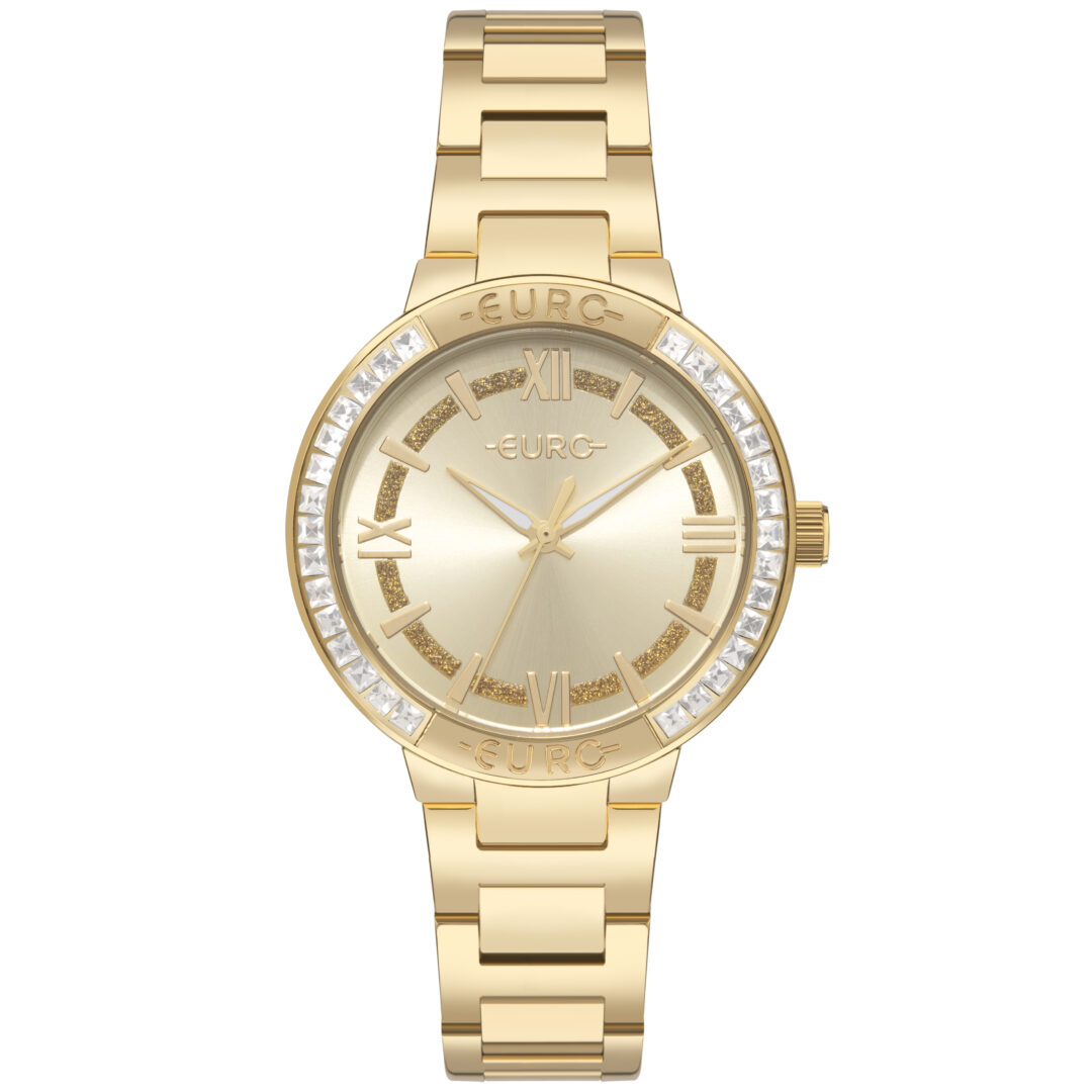 EU2035YYK/4D Relógio Euro Feminino Brilho Dourado