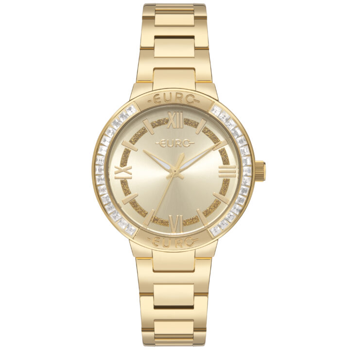 EU2035YYK/4D Relógio Euro Feminino Brilho Dourado