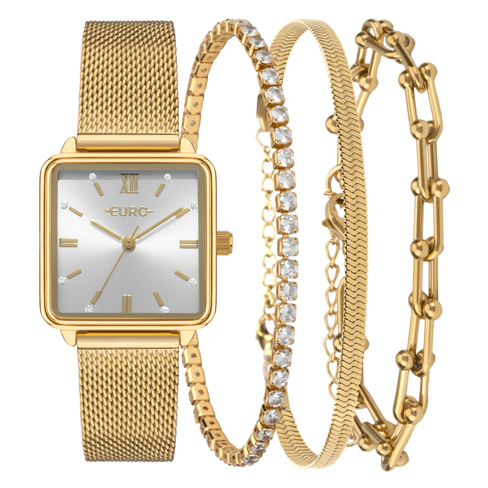 EU2035ZCC/K4K Kit Relógio Euro Feminino Mix Dourado