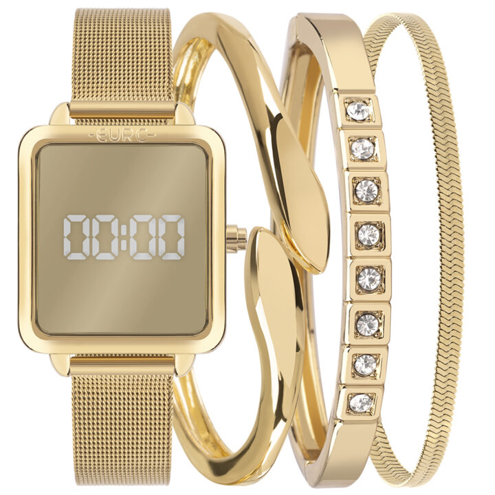 EUDS8054AC/K4D Kit Relógio Euro Feminino Fashion Fit Dourado