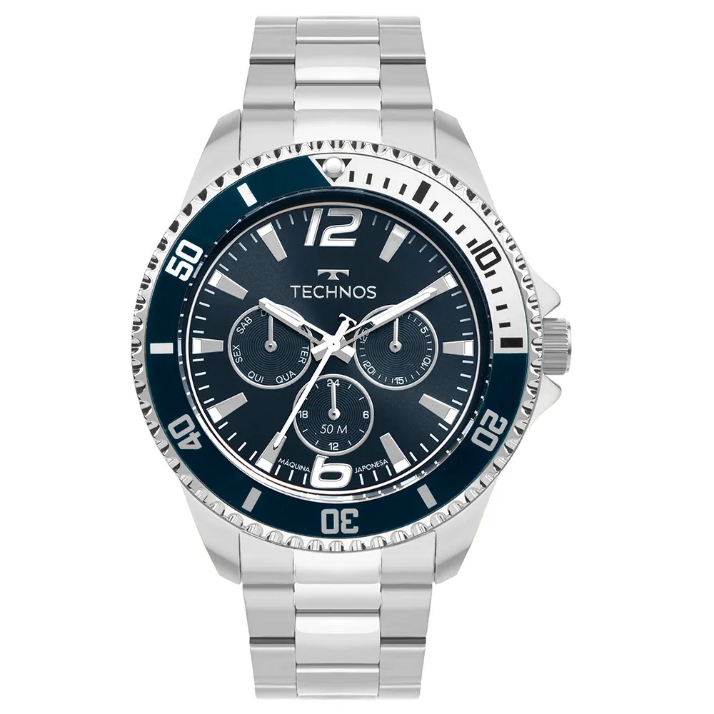 6P29AMO/1A Relógio Technos Masculino Racer Premium Prata