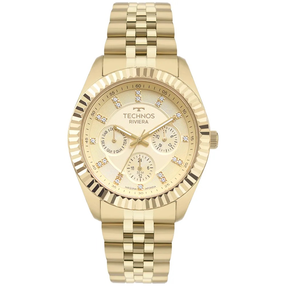 6P79BW/1X Relógio Technos Feminino Riviera Dourado