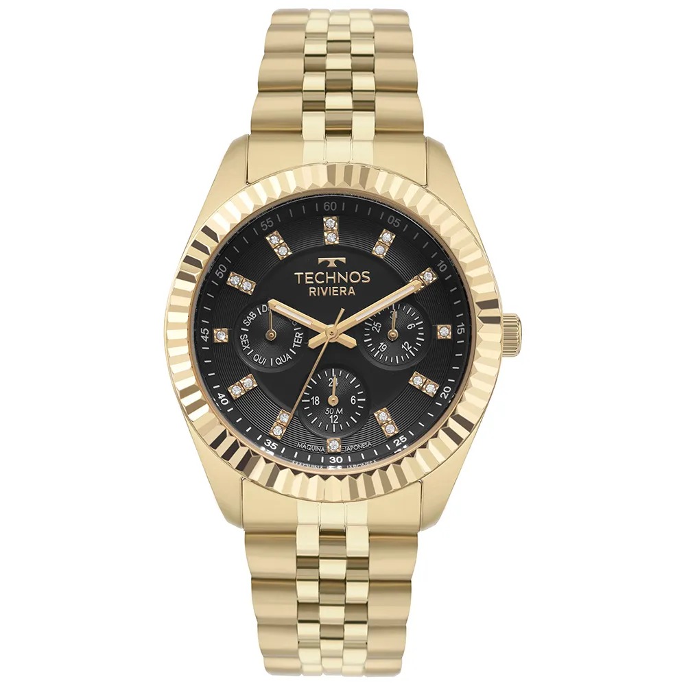 6P79BW/1P Relógio Technos Feminino Riviera Dourado